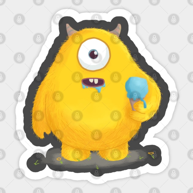 Yellow Monster Sticker by borneoliveco